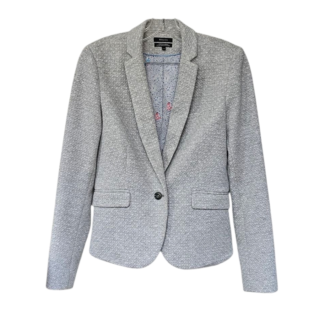 RW Winter Grey Quilted Single Breasted Stretchy Blazer w Pockets women's medium